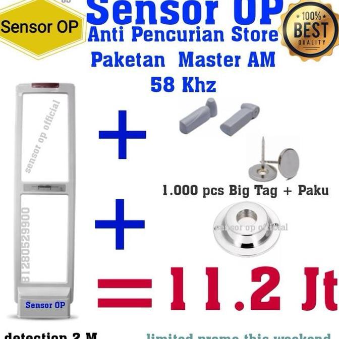 Sensor OP alarm Pintu toko baju Paketan 1 pcs sensor op, 1000 pcs tag untuk fashion & pin, 1 pcs pel