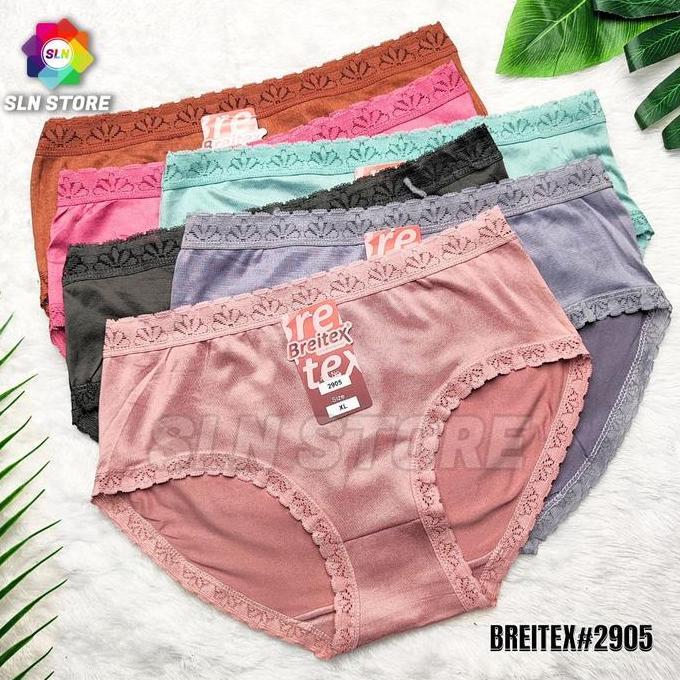 SLN - (12PCS) CD WANITA DEWASA BREITEX POLOS BRUKAT / CELANA DALAM PEREMPUAN BREITEX 2905