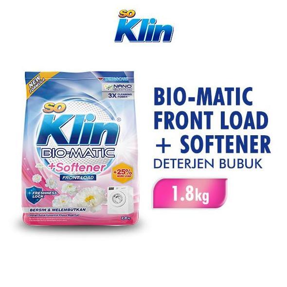 Wajibbersih- Soklin Biomatic Detergen Bubuk Softener Bukaan Depan 1.8Kg