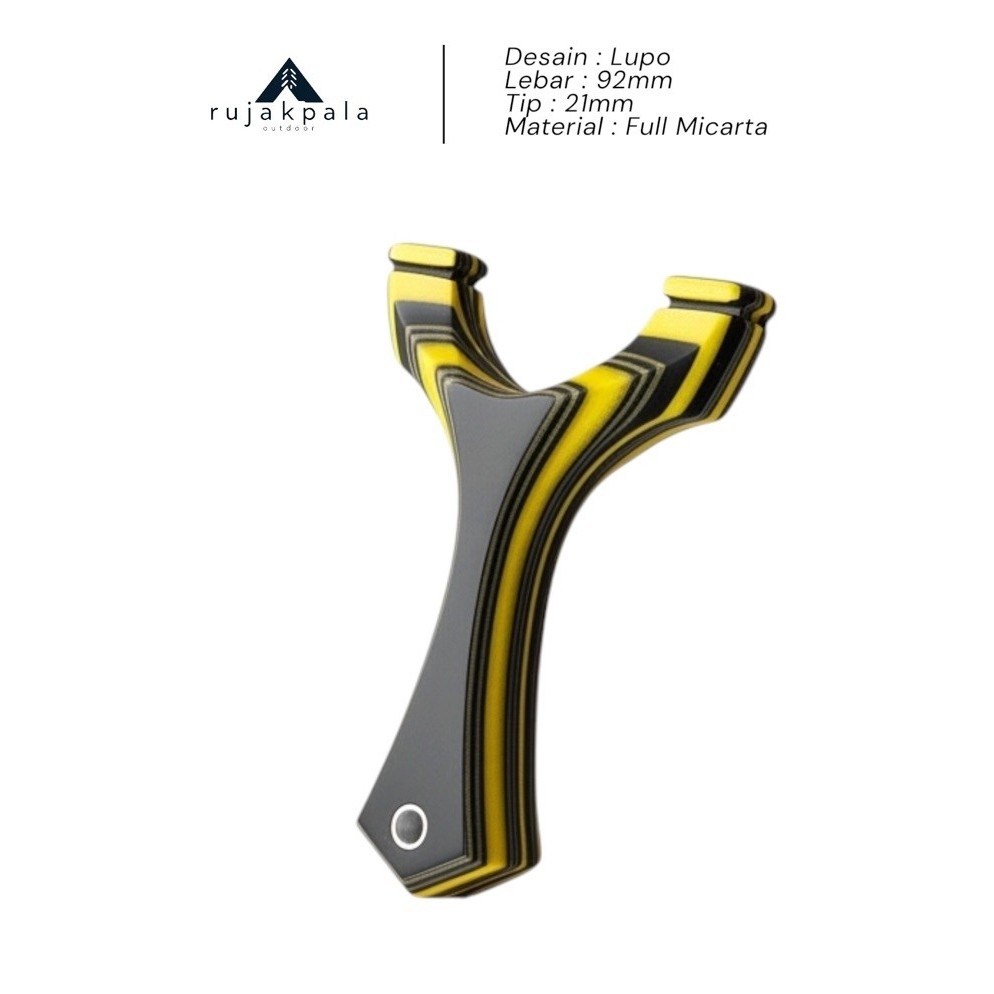 ketapel premium lupo - by lab slingshot / Lebar 90mm Tip 22mm Bahan full micarta - ketapel olahraga 