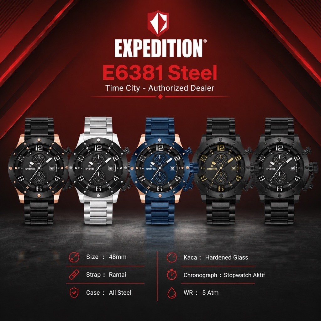 Jam Pria Expedition E6381 RANTAI Chronograph 48mm