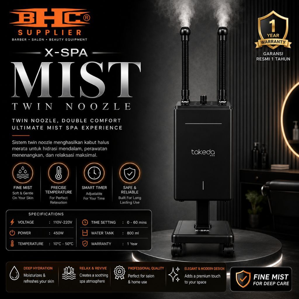 TakedaPro X-SPA Hair Steamer Rambut Mist Twin Nozzle