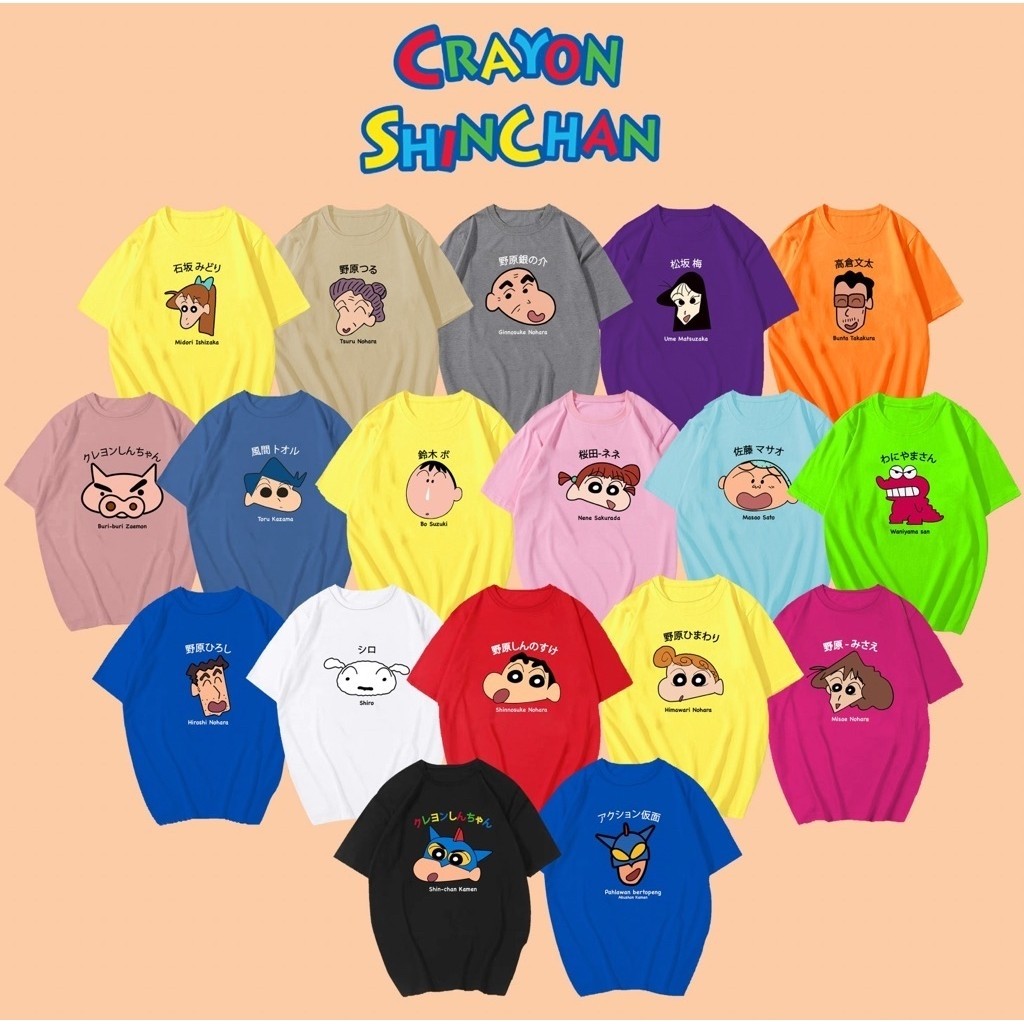 Tshirt Shinchan Family | CrayonShinchan | Kaos Unisex Pola Cewek Cowok | Bahan Premium 30s