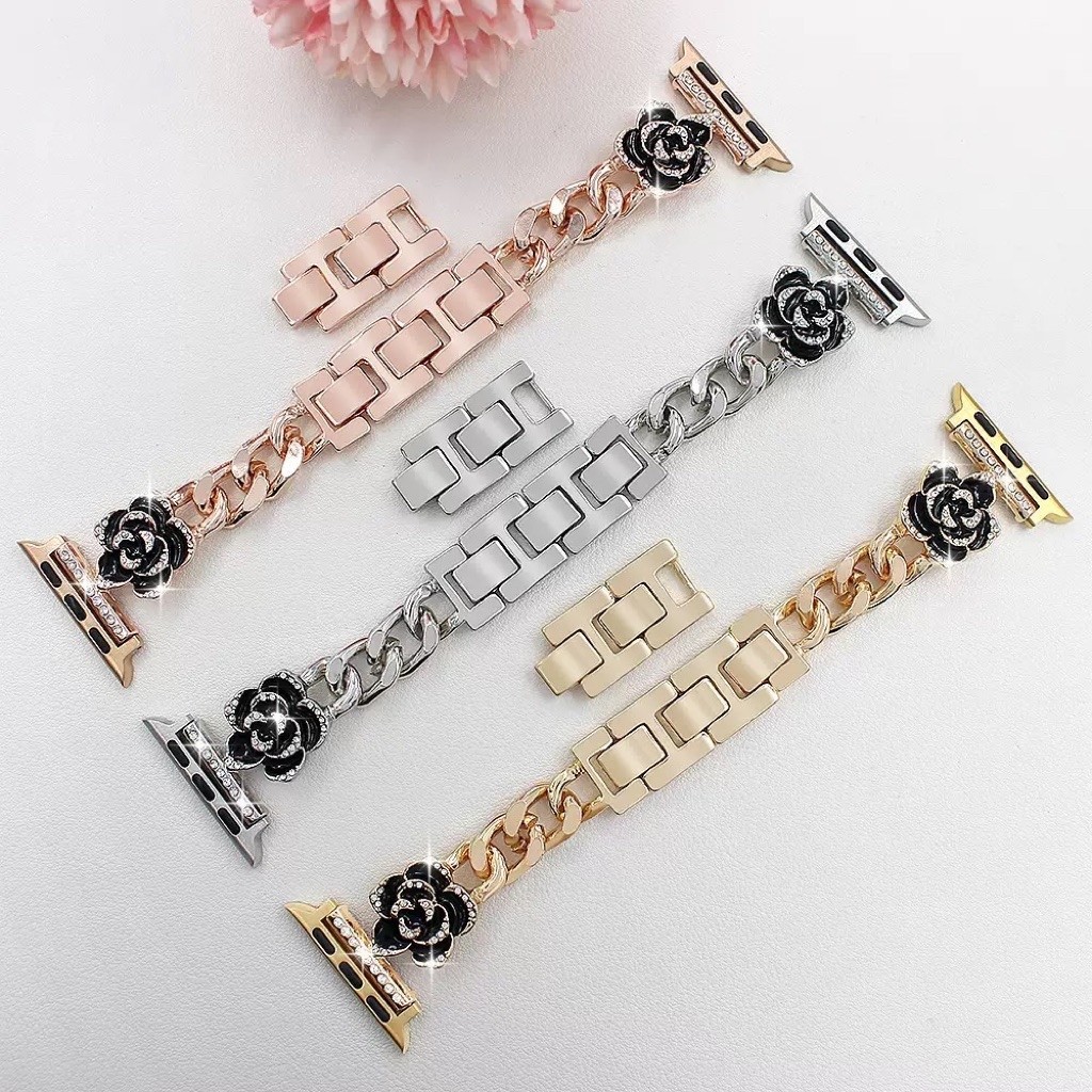 Strap tali jam Apple Watch Samsung Xiaomi Huawei GT 4 5 6 Fit 3 Mi band Pro 8 9 10 feminime metal st