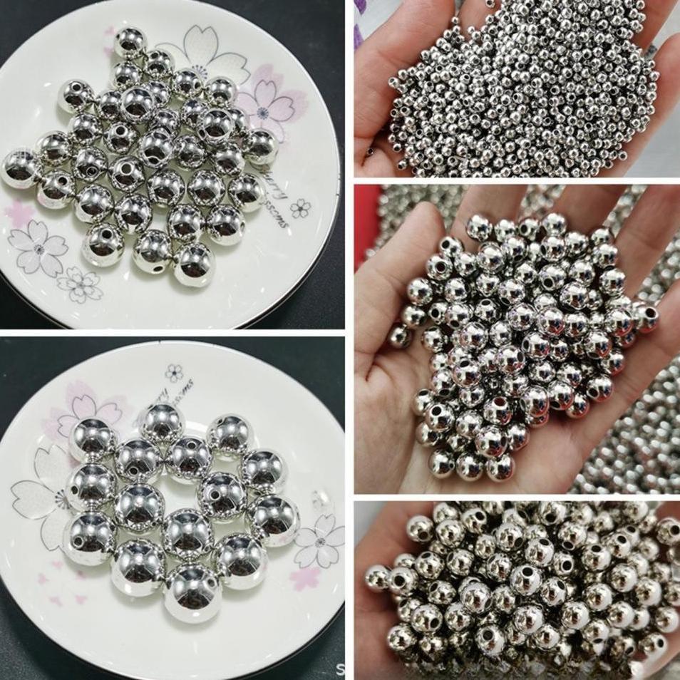 Manik Bulat CCB Warna Silver / Manik Bulat 3mm-20mm / 450gr Termurah