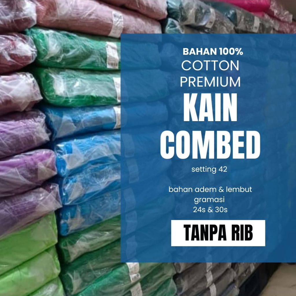 KAIN COMBED 1 ROLL 25kg+/- (TANPA RIB)  SETING 42 24s/30s