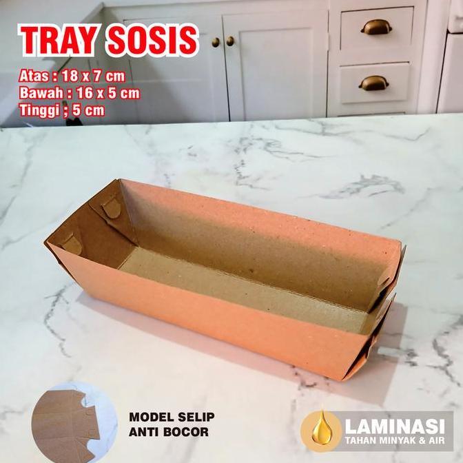 Plastik- 50 Pcs Paper Tray Sosis, Paper Tray Corndog
