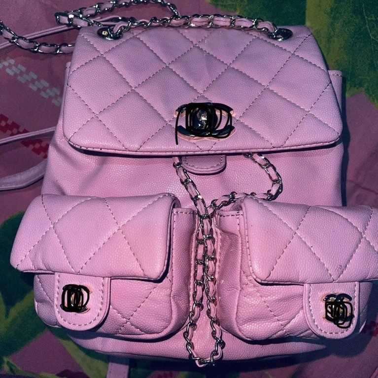 tas channell pink leather second preloved