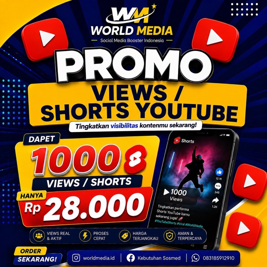 PROMO Spesial 1000 Views / Shorts Views Youtube Murah (World Media)