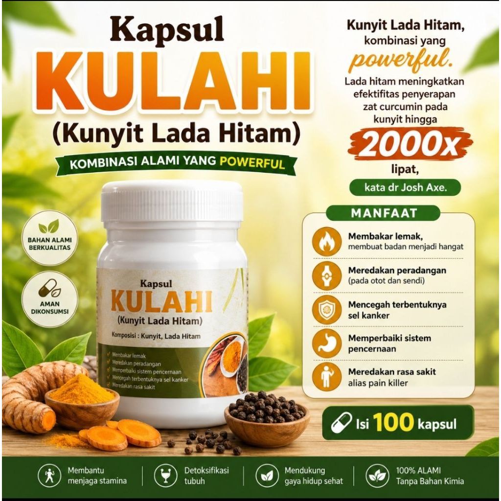 Kapsul KULAHI /  KUNYIT LADA HITAM isi 100 kapsul