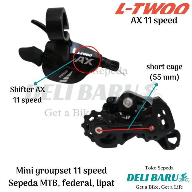 Promo L-TWOO mini groupset 11 speed Ltwoo AX shifter kanan dan RD type short cage sepeda MTB, lipat 