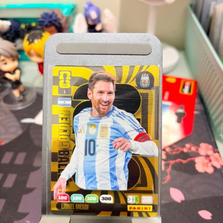 Kartu Panini World Cup Adrenalyn 2026 Golden Baller Messi, Eternos Messi, Lautaro, Alvarez