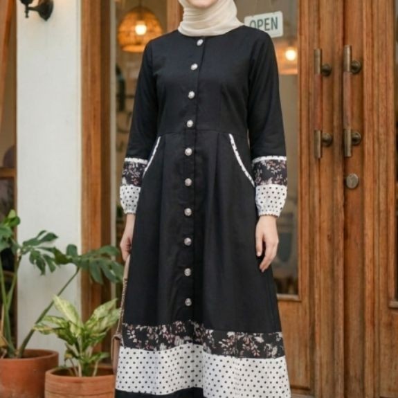 READY STOK GAMIS DEWASA ZAYDA 64 BLACK BY ZAYDA