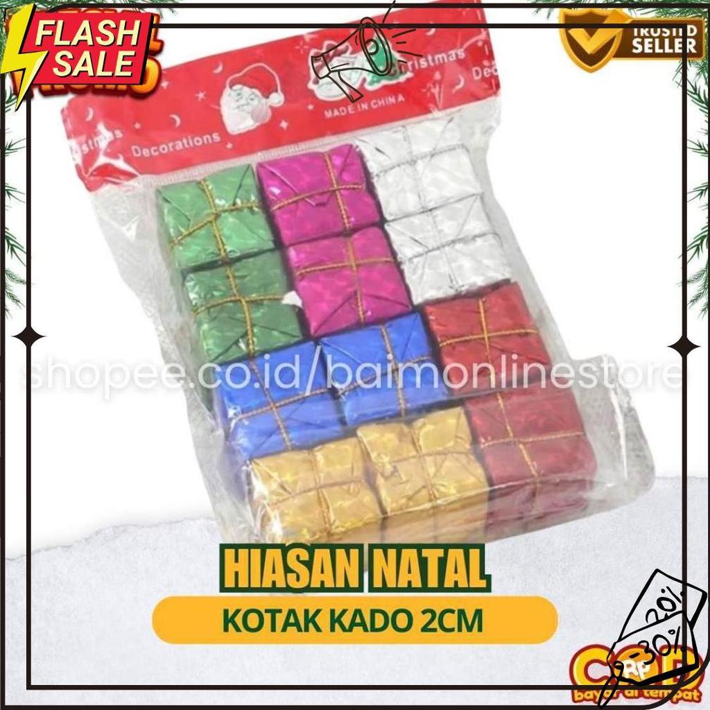 Set Aksesoris Pohon Natal Mini | Bola, Drum, Lonceng, Kotak Kado & Biji Pinus Siap Kirim
