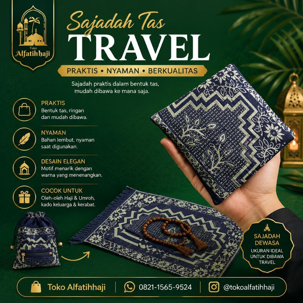 Sajadah Travel Tas / Sejadah Tipis / Sajadah Oleh oleh Haji Umroh Cimahi