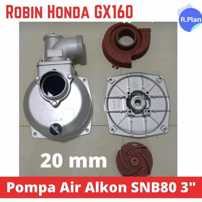 TERBARU - Pompa Air Alkon SNB80 3" impeller 20mm utk Robin Honda GX160
