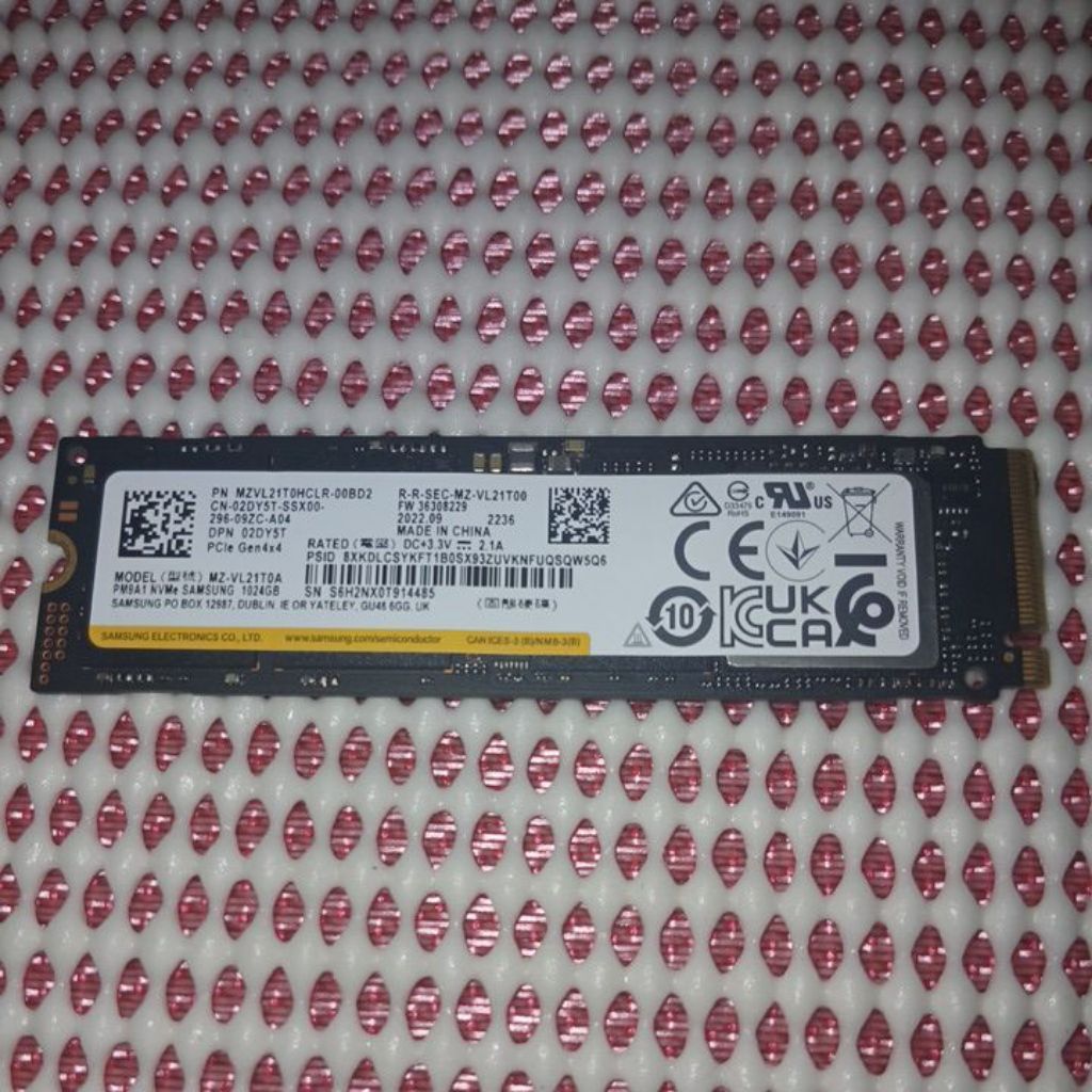 Samsung PM9A1 NVMe SSD M.2 1TB PCIe Gen4 x4 – Bekas Original OEM