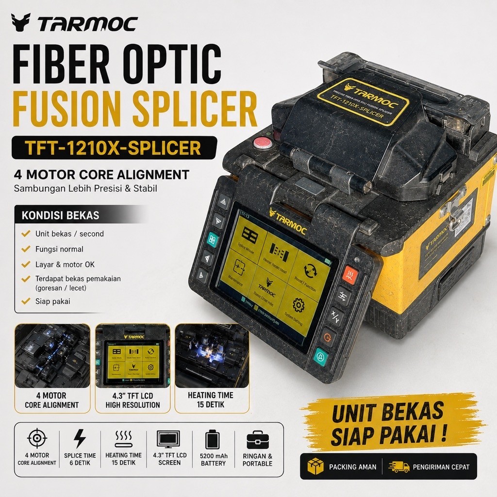 Tarmoc TFT-1210X-SPLICER 4 Motor Fiber Optic Fusion Splicer Alat Splicing FO ( Second )