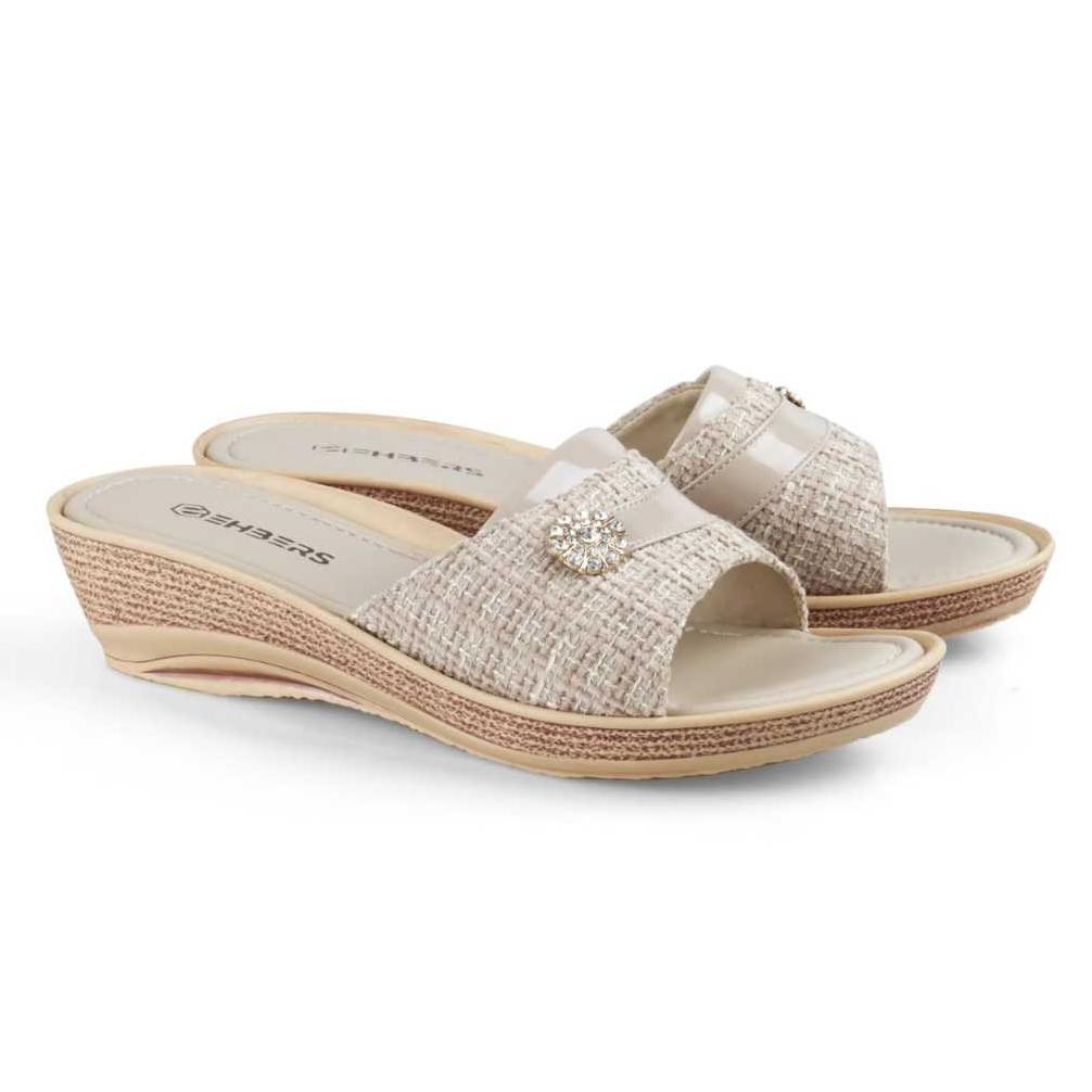 Premium Ehbers Eh 143 Sandal Wedges Wanita Terbaru Krem