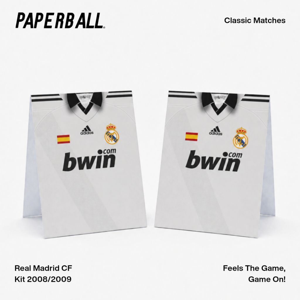 Classic Real Madrid CF Home 2008/2009 La Liga Liga Spanyol Classic Matches Paperball Sepak Bola Kert