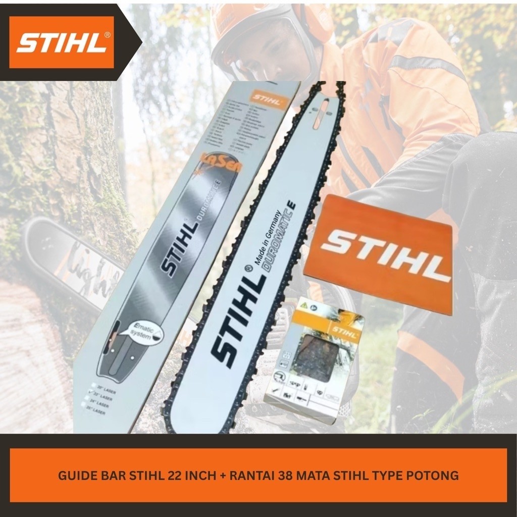 Guide Bar Chainsaw STIHL 22 Inch + Rantai 38T STIHL TYPENPOTONG