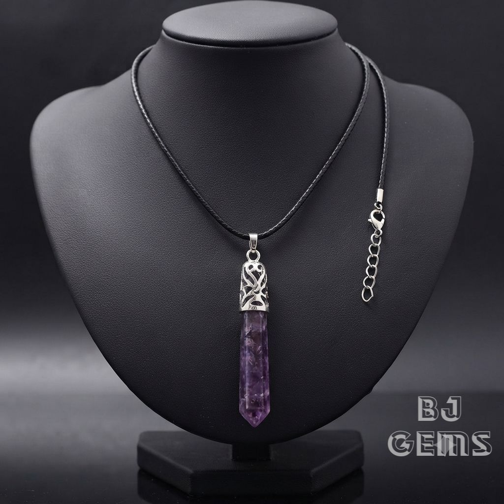 Liontin Batu Kecubung Amethyst Natural Asli Free Kalung Korea