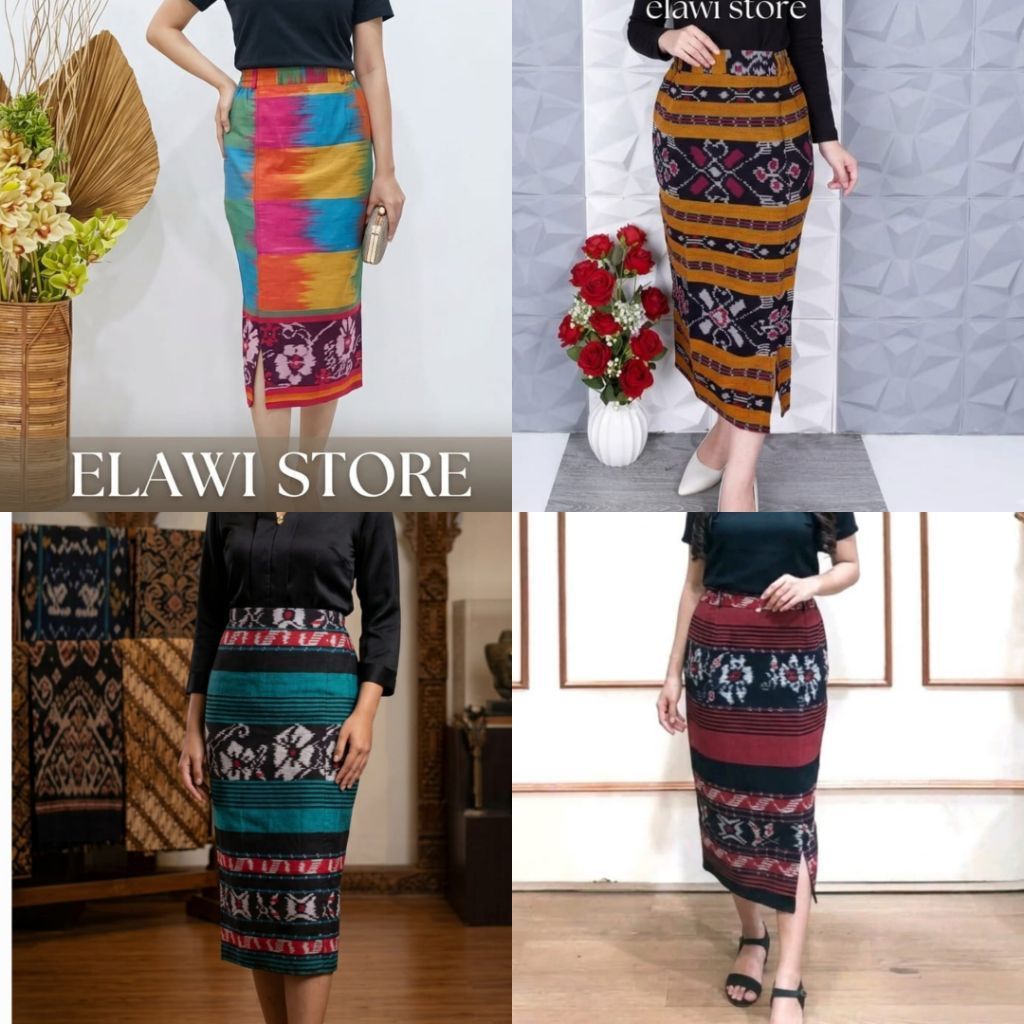 Rok tenun span belahan depan / rok kerja, kebaya busana/bawahan rok tenun motif papua ntt dll