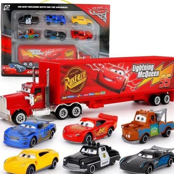 Mainan Mobil Cars Set 7 Pcs Cars 3 McQueen Truck Set 7 Pcs