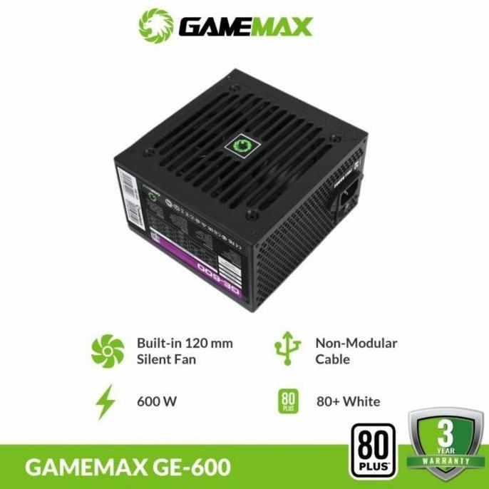 PSU Gamemax GE-600W Power Supply Gaming Gamemax 600 Watt 80+