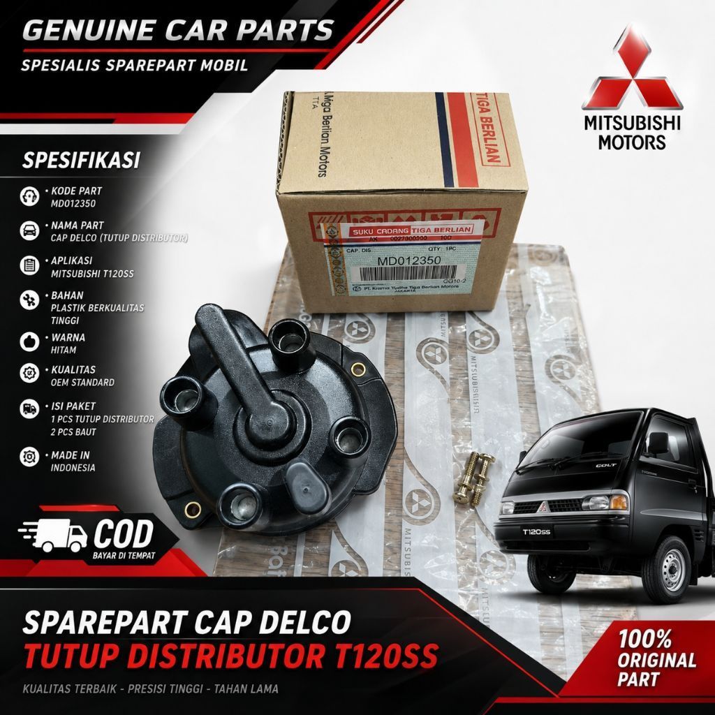 CAP DELCO TUTUP DISTRIBUTOR MITSUBISHI T120SS MD012350 ORIGINAL OEM SPAREPART MOBIL
