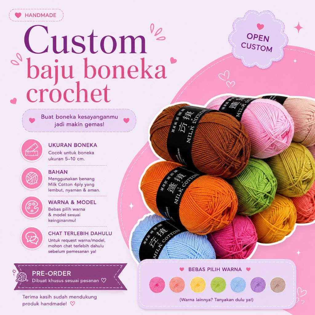Baju boneka doll clothes rajut kustom 5cm 10cm