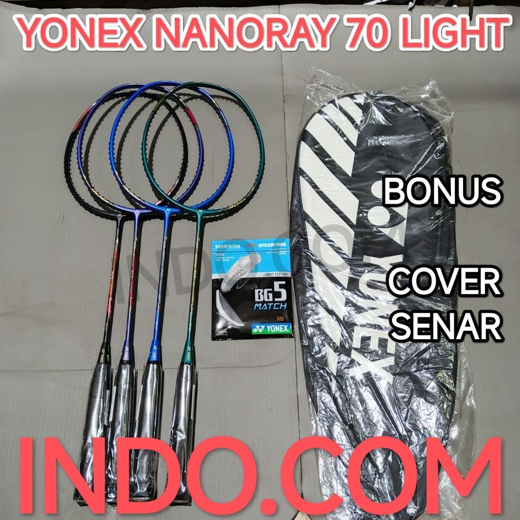 Raket Racket Badminton Bulutangkis Yonex Nanoray 70 Loght Original Bonus Cover Senar