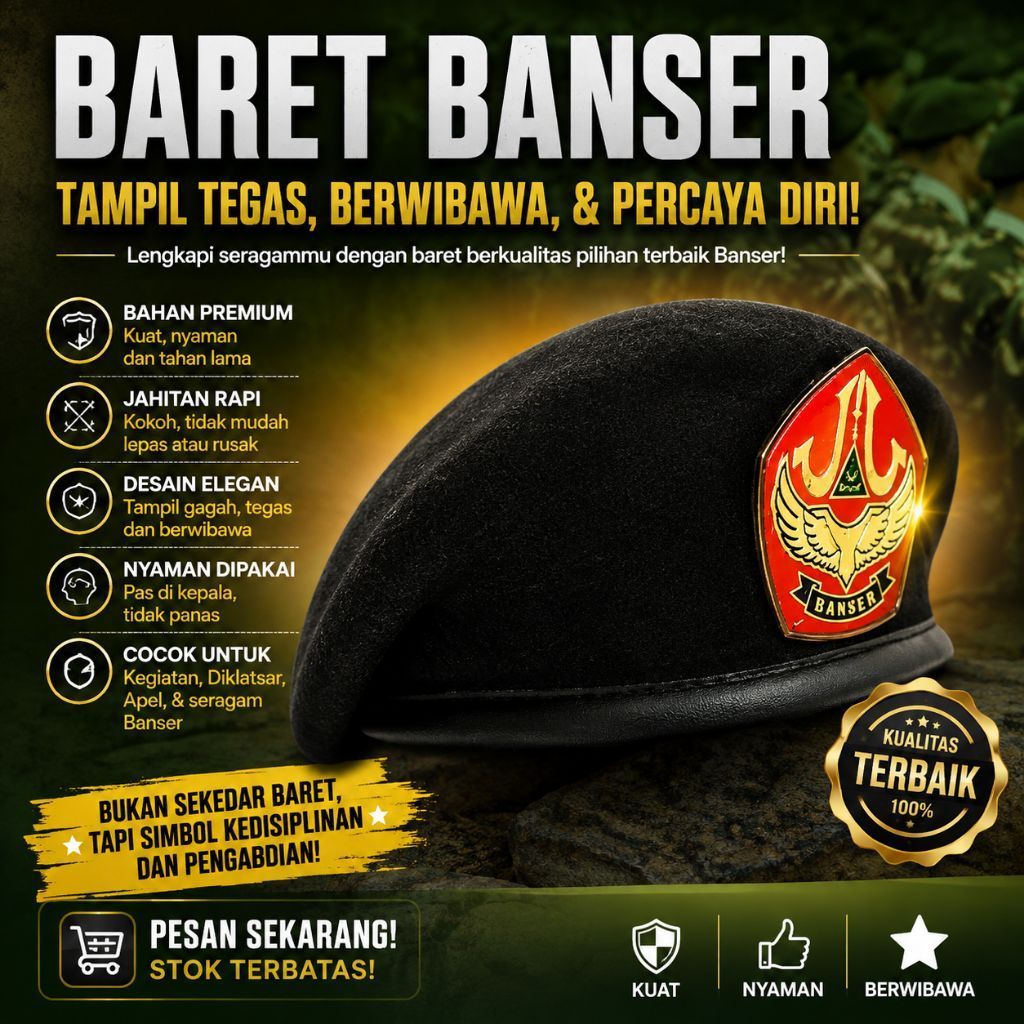 Baret hitam banser set emblem |BARET BANSER|TOPI BANSER