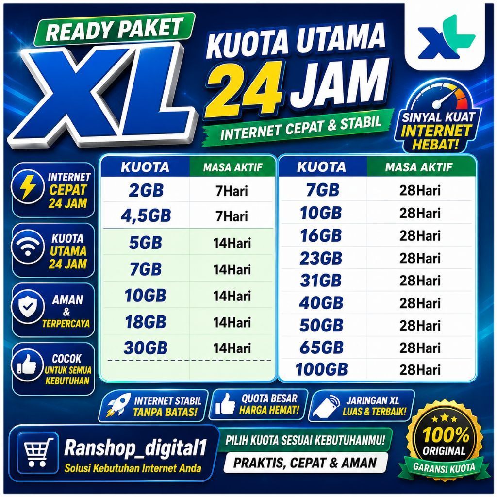 Isi Ulang Paket data Kuota XL XTRA COMBO FLEX, BIG JUMBO BULANAN MINGGUAN  Hotrod