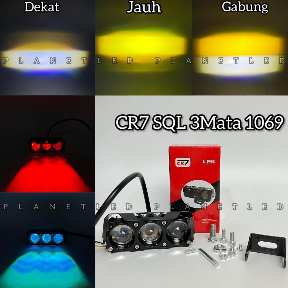 Super Cr7 Lampu Tembak Sql 3 Mata Mini Laser Full Alumunium & Waterproof