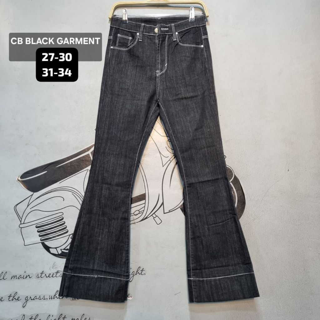Celana Cutbray Jeans Black Garment Stretch Nine One Nine Jeans