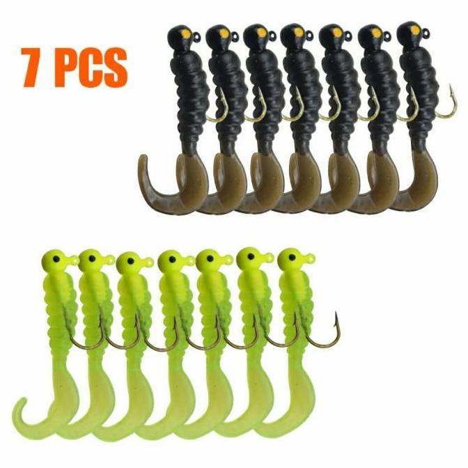 Umpan Pancing Silikon Cacing Buatan Soft Lure Fishing Bait 7 PCS