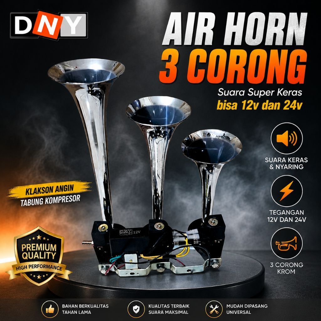 Klakson Angin 3 Corong Melodi 12V Telolet