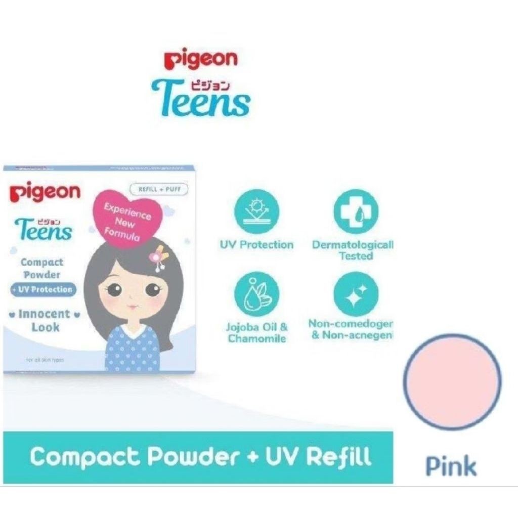 Pigeon Teens Compack Powder UV Protection Refill Pink - Bedak Wajah Remaja