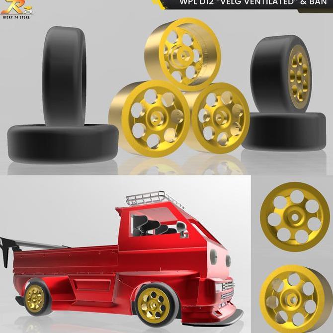 WPL D12 Velg Model VENTILATED dan Ban 1 Set - RC Drift 3D Print