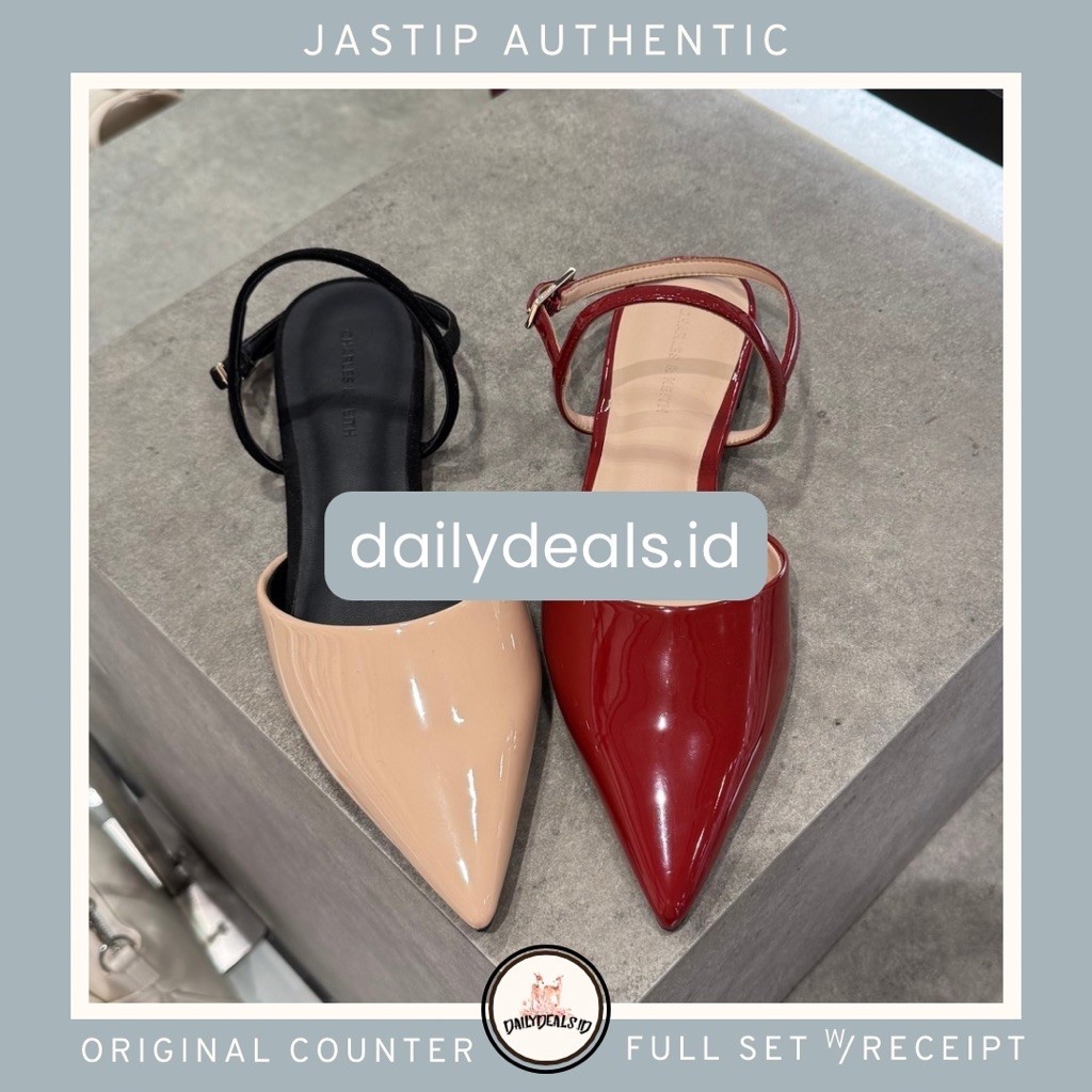#1-70580281 Luciana Patent - Jast[p] CK ORIGINAL COUNTER POINTED SLINGBACK FLAT TEPLEK STORE AUTHENT