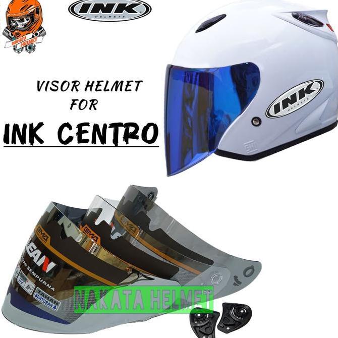 Kaca helm INK CENTRO flat visor helmet ink centro jet solid motif  hitam red gold blue bening