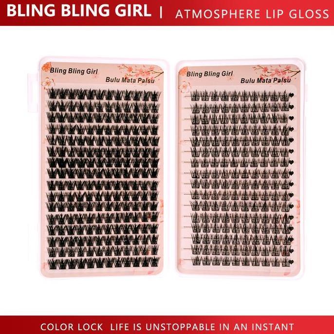 Qiuu- Bling Bling Girl Coo Menglue Rambut Peri Tipe A Bulu Mata Palsu Secara Alami Untuk Pemula Memo