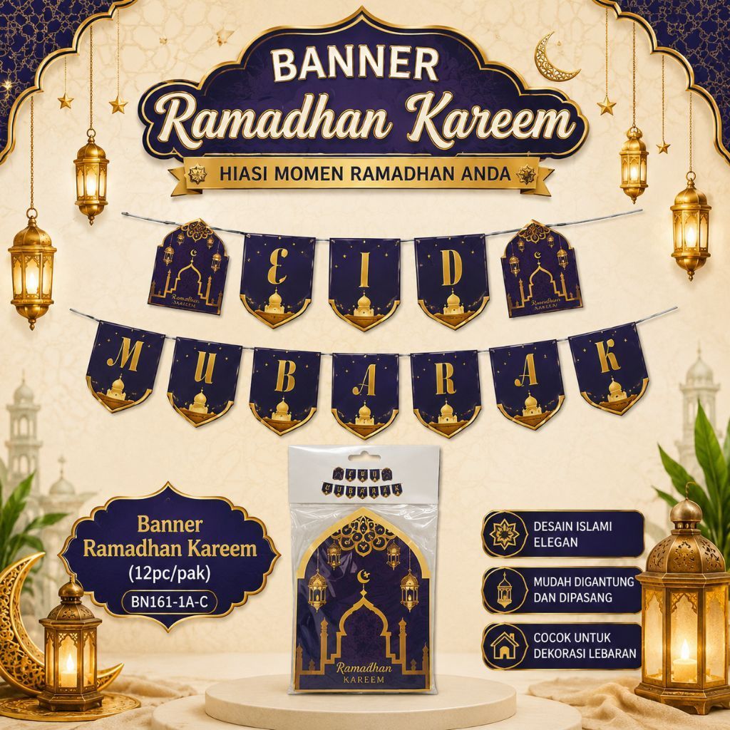 Banner eid mubarak, banner mubarak, banner idul fitri, bunting eid mubarak, banner lebaran, hiasan i