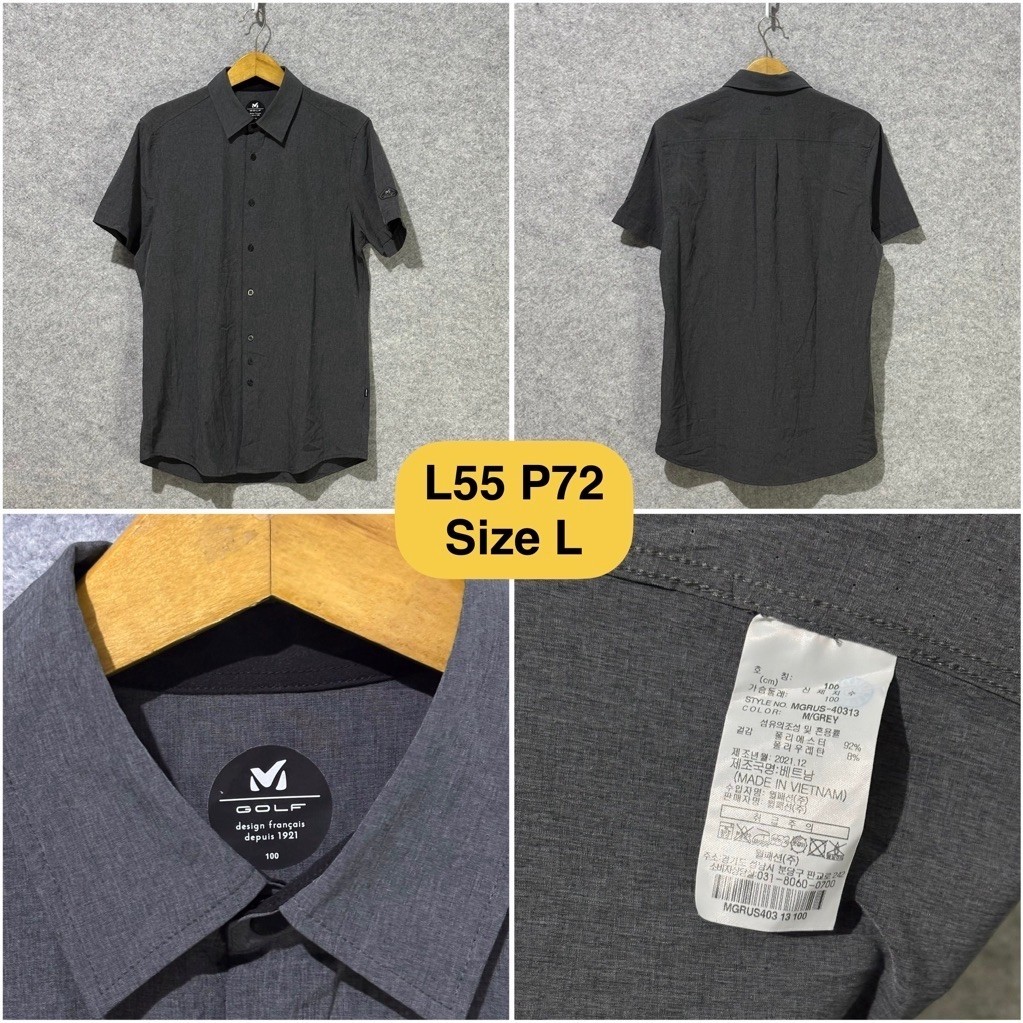 Kemeja Lengan Pendek Millet Golf Abu Original