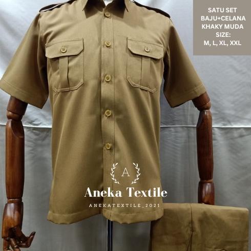 ORIGINAL SETELAN SERAGAM PDH PEMDA PNS PRIA KHAKI TUA DAN KHAKI MUDA / PDH PEMDA DKI