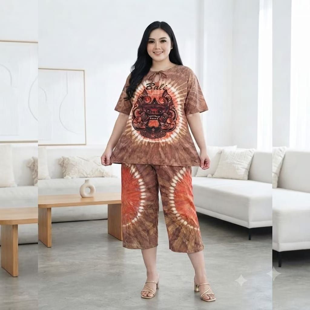 Setelan Barong Bali Kaos Jumbo Oneset Wanita Remaja Dewasa Atasan Lengan Pendek Panjang Celana Selut