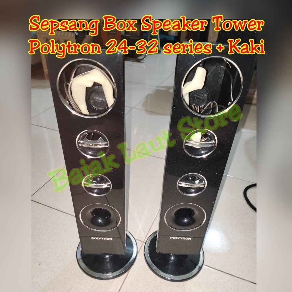 2 Box Hitam Speaker Tower Polytron Cinemax 24  Series + kaki [BEKAS]