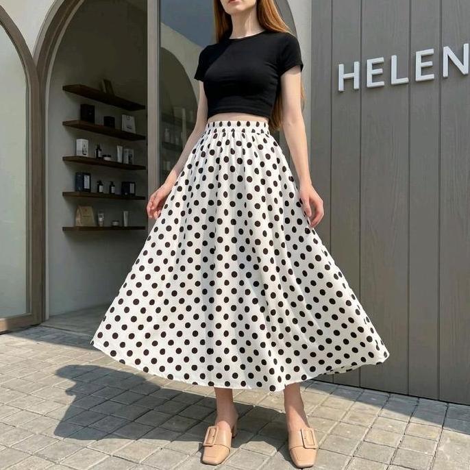 DF241 >> Rok Balon 7/8 Motif Polkadot / Double Furing / Midi / Hyget Super Import
