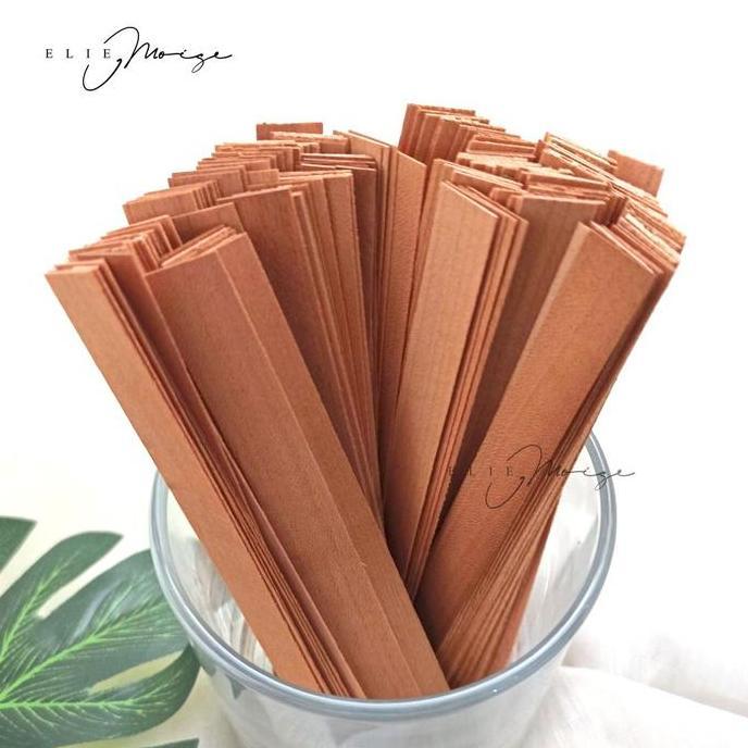 Bestseller- Elie Moise 10 set Wooden Wick with Metal Holder Sumbu Lilin + holder untuk Scented Candl